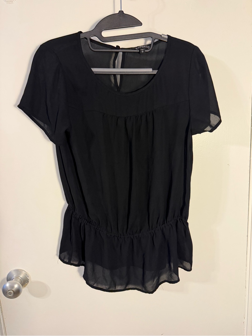 Express Black Short Sleeve Peplum Top XS